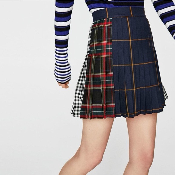 Zara Patchwork Tartan Plaid Mini Skirt - Picture 2 of 8